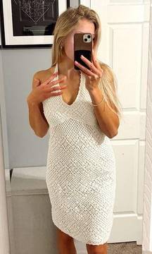 Shape FX Y2K White Knit Halter Dress