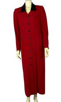 Vintage Kasper A.S.L Red and Black velvet coat dress size 10