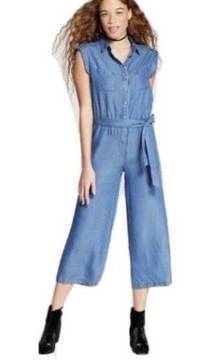 Alison Andrews Denim Sz L  Jumpsuit Medium Pockets Wrap