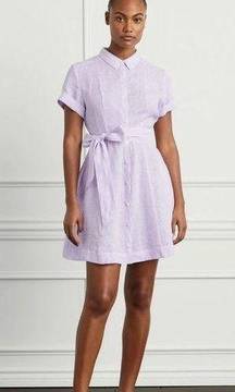 Hill House The Laura Linen Dress in Lilac Stripe Purple Size XSMALL NWT