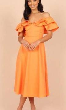 Petal & Pup Cabo Orange Frill Sleeve Midi Dress M