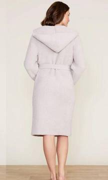 Barefoot Dreams CozyChic Ribbed Hooded Robe in Silver Ice