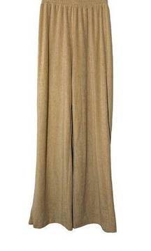 Motel Obeli Trouser In Velvet Rib Tan Wide Leg Elastic Waist XS