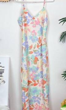 J.ING Macaroon Floral Print Midi Slip Dress