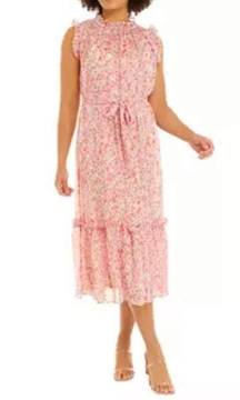 Emma & Michele Pink Floral Ruffle Tank Dress Size XL