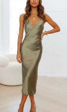 Green Satin Dress