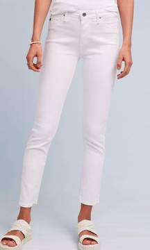 The Abbey Mid-Rise Super Skinny White Ankle Jeans