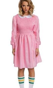 Netflix Stranger Things Pink Smocked Eleven Dress Costume