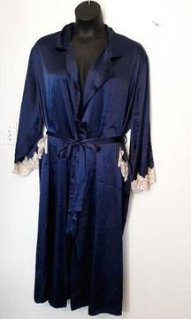 Jaclyn Smith Studio intimates vintage navy blue silky robe