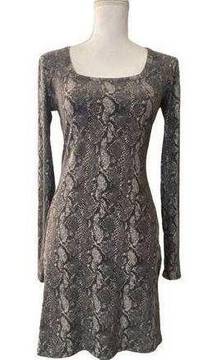 Mudd Gray Snakeskin Body Con Animal Print Long Sleeve Mini Small Dress