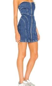 Grlfrnd Isabella Strapless Mini Dress Out of Sight Wash Denim