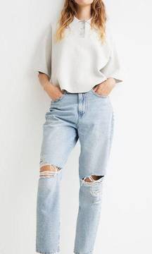 Denim Distressed Mom Jeans