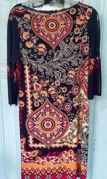 Tiana B Autumn Paisley Print Split Sleeve Dress Women's Size Medium