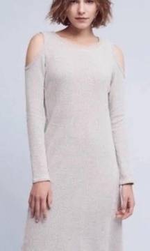 Anthropologie Cold Shoulder Waffle Knit Midi Dress Gray Size Medium