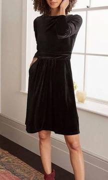 Boden Abigail Velvet Dress Black Long Sleeve Size 6 Minimalist Essential Capsule