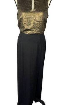 Myne By Ashley Ann  Black/Gold sleeveless Maxi Dress MADE IN U.S.A Sz 4