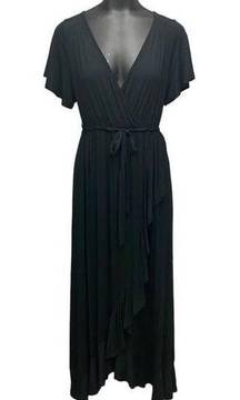 NEW Isabel Maternity Ruffle Midi Dress in Black Size Small