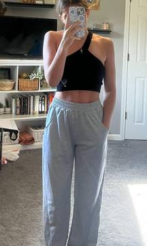 gray wide leg sweatpants