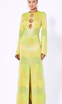 Alexis Serena Dress in Lime Waves XSmall New Womens Long Maxi Gown