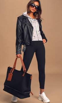 Weekend Traveler Black and Cognac Tote Bag