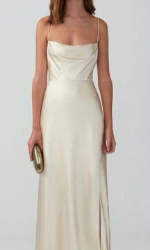 Strappy Draped Gown in champagne Silk