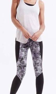 Black Gray Etchblock Patterned Leggings Small