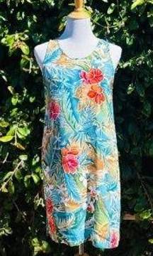 Vintage  Hawaiian rayon floral dress muumuu short M