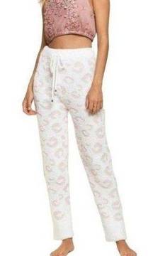 POL Cozy it up Leopard Pants White Pink Size Large NWT