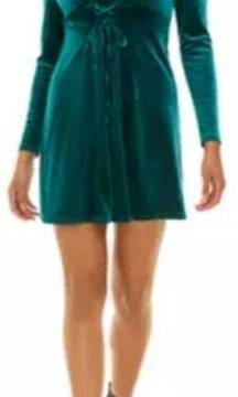 NWT Bebop Long Sleeve Velvet Lace Up Hunter Green Fit & Flare Dress (S)