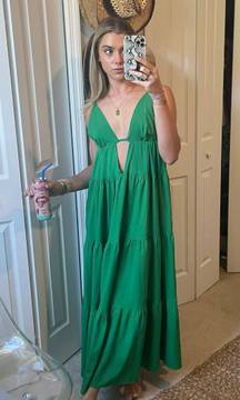 SNDY Green Cut Out Maxi Dress