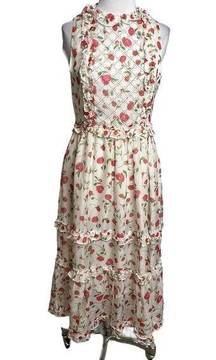 Dodo bar or floral tiered midi dress with stud embellishments Sz 40