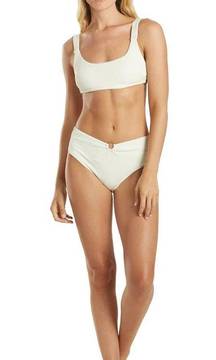 NWT  Malibu High Rise Ivory/White Ribbed Bikini Set - S/M