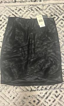 Jet Black Leather Skirt