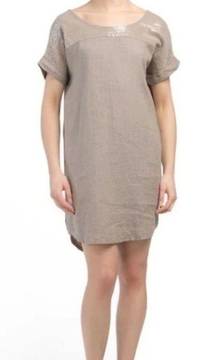 linen sequin top dress Made in Italy  Size Medium