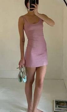 Vintage Y2K Metallic Mini Tank Dress Pink Size XS