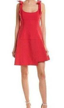 Cinq a Sept Jeanette Red Tie Shoulder Flare Mini Dress Size 4 NWT