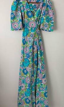 Dodo Bar Or Blue Floral Wrap Maxi Dress