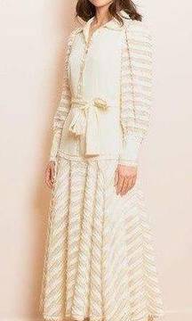 Alexis Juliska Sheer-Paneled Maxi Blazer Dress/Gown NWT White/Ivory Size Small