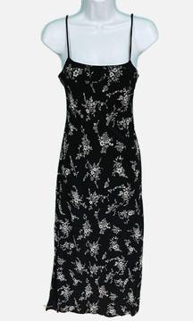 Vintage 90s Y2K Per Seption Black & White Floral Maxi Dress