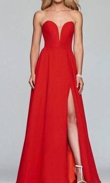 Red Strapless Prom Dress