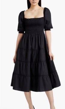 Hill House Home Nesli Black Swiss Jacquard Dot Nap Dress New Size Small