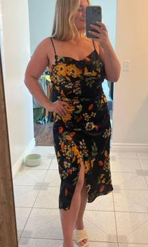 Floral Cowl Neck Midi Dress