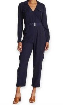 Ted Baker Utility long sleeve cropped Ankle Jumpsuit navy blue