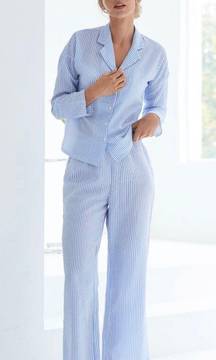 Blue White Striped Pajama Set