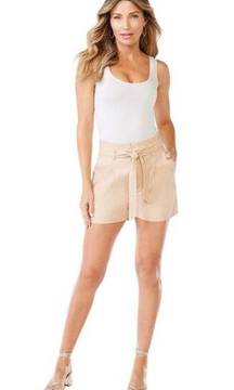 NWT Womens Sofia Vergara Jeans High Rise Tie Waist Faux Leather Shorts - Sz 4