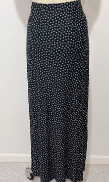 Vintage  Soft Wear Black Tan Coffee Bean Printed Maxi Skirt Size M