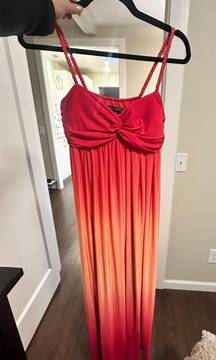 Gorgeous Floor Length Orange And Pink Maxi Dress