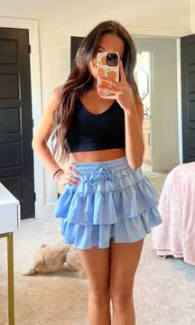 Light Blue Ruffle Skort