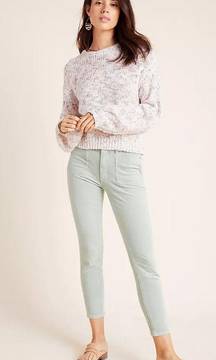 Anthropologie NEW High Rise Stretch Corduroy Skinny Jeans Mint Green