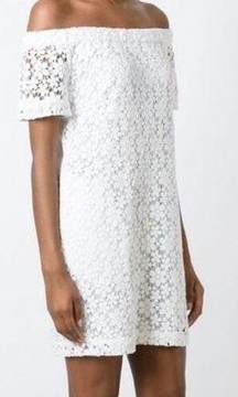 A.L.C. Bolen Lace Dress in White Floral Crochet Off-Shoulder